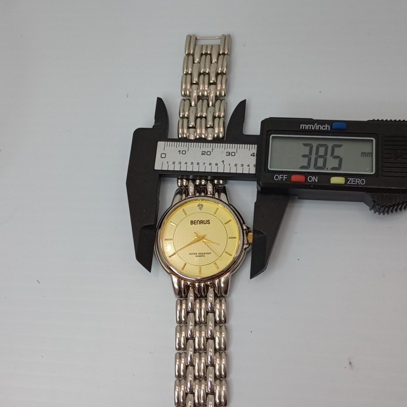 Benrus Men's Quartz Dress Watch Gold Dial 38mm w/ Box Vintage New Battery AS-IS - Picture 12 of 16